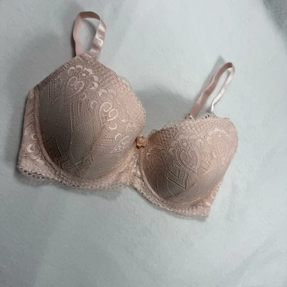 Rene Rofe 38DD Blush Floral Lace Demi Bra Convertible Underwire New Without Tags - Picture 7 of 10